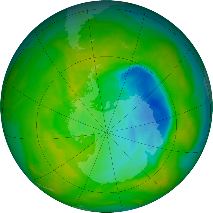 Antarctic ozone map for 22 November 2000